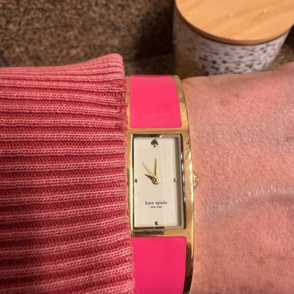 Kate Spade Gold and‎ Pink Tickled Pink Bangle Watch nwot